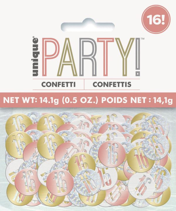 16th Birthday Rose Gold Silver & Gold Table Foil Confetti 14g Order Cheap Pice