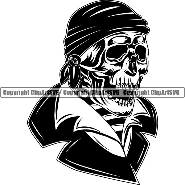 Pirate Sea Gangster Criminal Warrior Skull ClipArt SVG Outlet Largest Supplier
