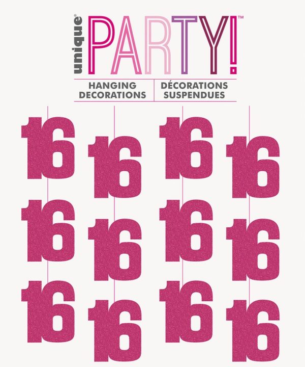 16th Birthday Pink Hanging String Decorations Huge Surprise For Sale