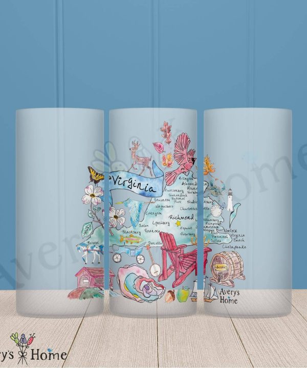 Virginia State Frosted Drinking Glass Dishwasher Safe Free Shipping Outlet