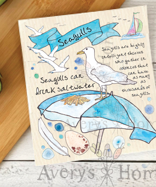 Seagull Coastal Bird Beach Organic Swedish Dish Cloth With Paypal Sale Online