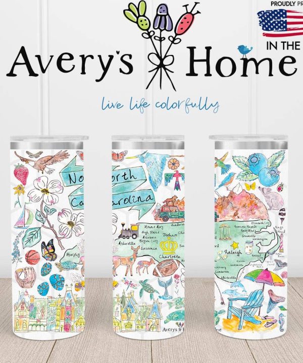 North Carolina Map Artwork Souvenir 20 oz USA Skinny Tumbler How Much