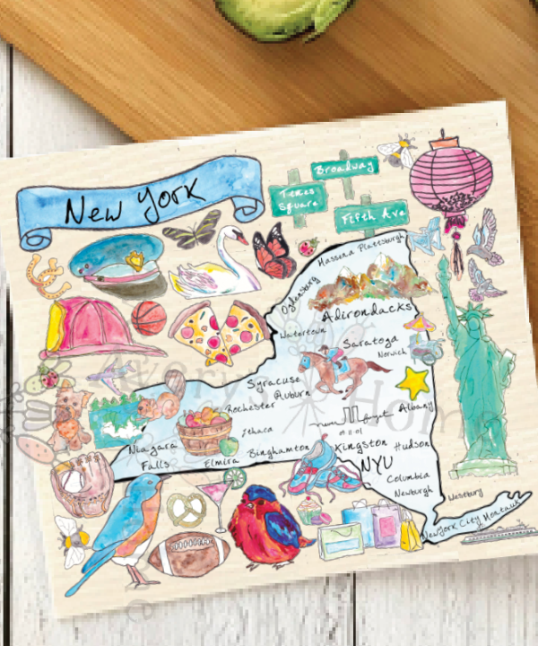 New York State Map Icon Travel Souvenir Swedish Dish Cloth In China
