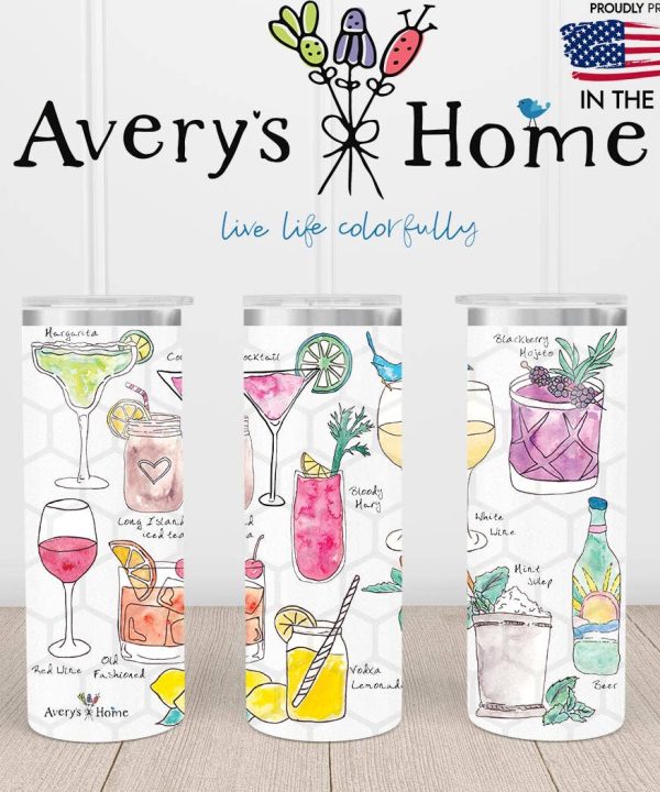 Popular Cocktails Artwork Gift 20 oz USA Skinny Tumbler Eastbay Online