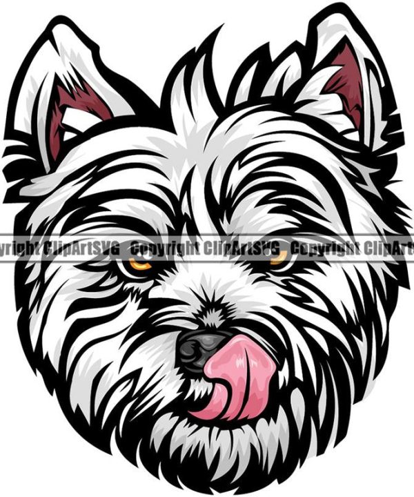 West Highland White Terrier Dog Breed Head Color ClipArt SVG Free Shipping Purchase