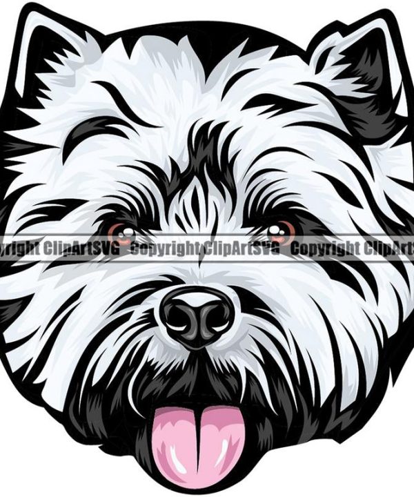 West Highland White Terrier Dog Breed Head Color ClipArt SVG Get To Buy