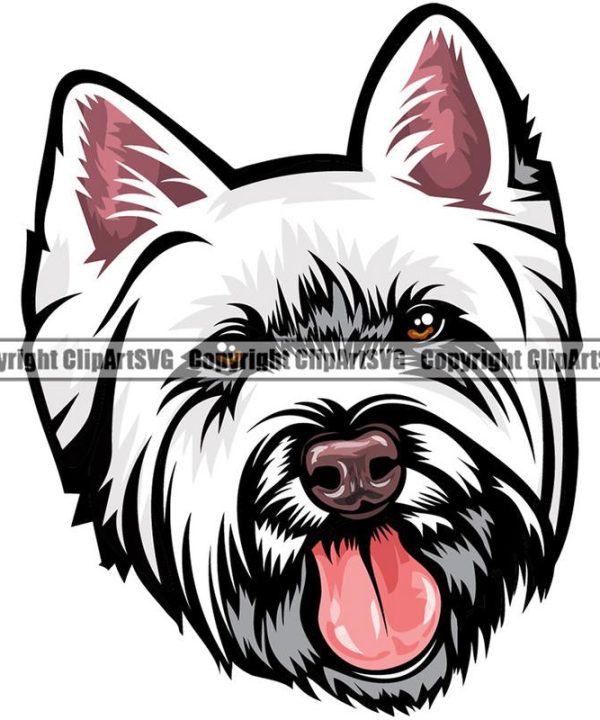 West Highland White Terrier Dog Breed Head Color ClipArt SVG Extremely Cheap Online