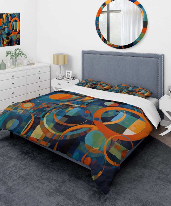 Orange Blue Geometry Unleashed II - Duvet Cover Set Sale Best Seller