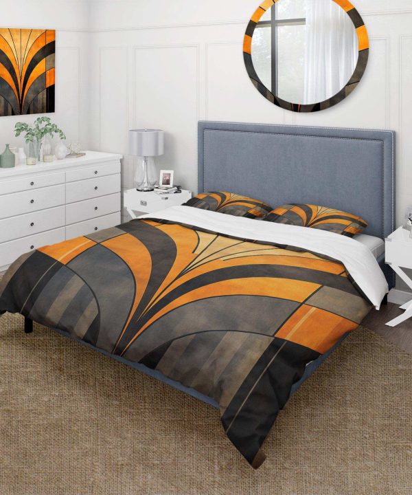 Orange And Grey Vectors - Duvet Cover Set 100% Guaranteed