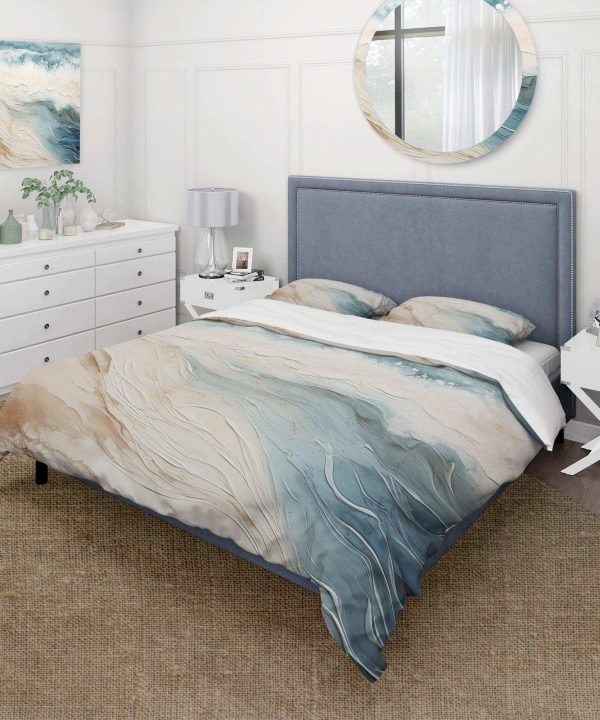 Modern Blue And Beige Sand Aerial View V - Duvet Cover Set Purchase For Sale