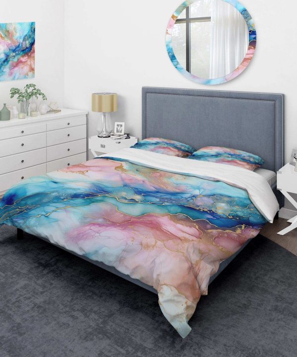 Pink And Blue Glacier Sunrise I - Duvet Cover Set Cheap Sale For Cheap
