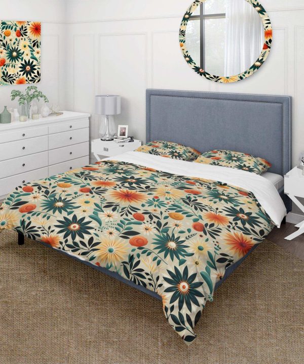 Multicolor Contemporary Geometry Floral Pattern - Duvet Cover Set With Paypal Cheap Pice