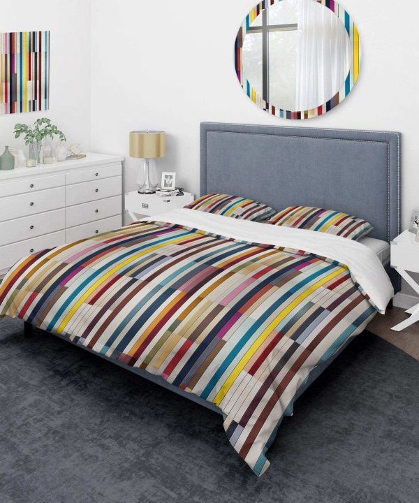 Multicolor Elegant Striped Pattern - Duvet Cover Set Outlet Supply