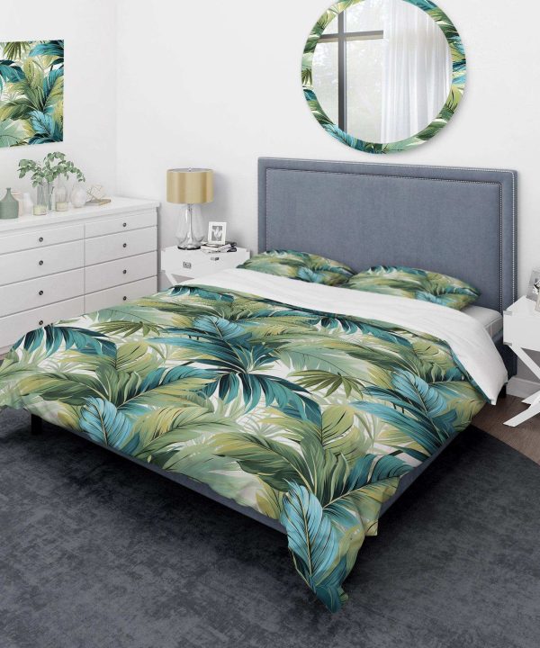 Palm Oasis Tropical Pattern - Duvet Cover Set Discount 2025 New