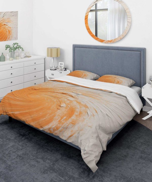 Orange and white minimal spiral - Duvet Cover Set Deals Cheap Online