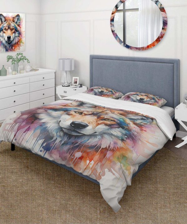 Popart art Wolf portrait I - Duvet Cover Set Authentic Cheap Pice