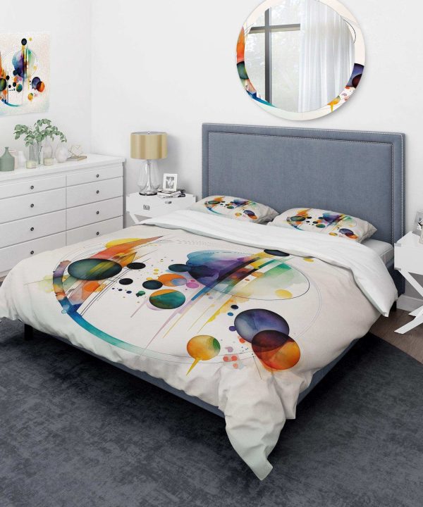 Multi-Color Watercolor Geometric Art I - Duvet Cover Set Affordable Cheap Pice