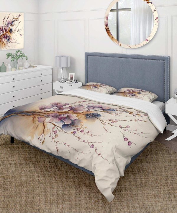Pink And Plum Cherry Blossom Branch III - Duvet Cover Set Wide Range Of Sale Online