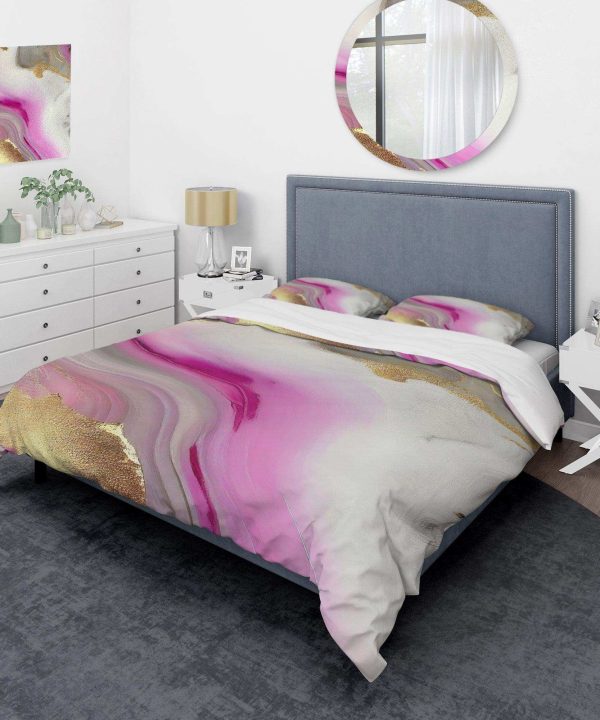 Pink And Gold Marble Abstract II - Duvet Cover Set Cheap Pice From China