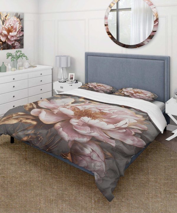 Pink Gold Peonies Petals - Duvet Cover Set Free Shipping 100% Original