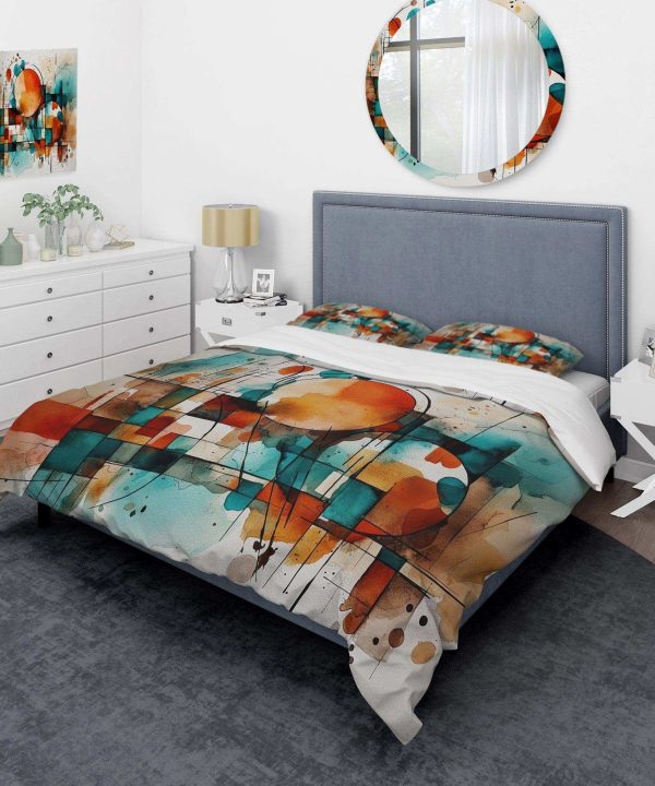 Orange Geometric Energy - Duvet Cover Set Clearance 2025
