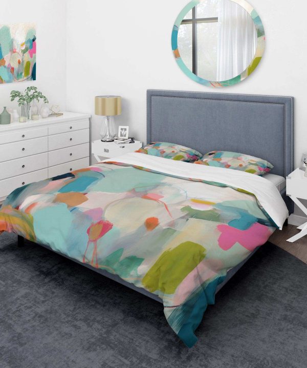 Pink Blue Minimalims Fludity III - Duvet Cover Set Newest Cheap Online