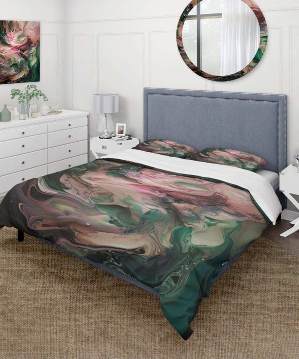 Pink Green Inner Worlds Of Marble IV - Duvet Cover Set Popular Online