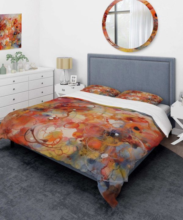 Orange Red Marbled Dreamscape II - Duvet Cover Set 2025 Cheap Pice