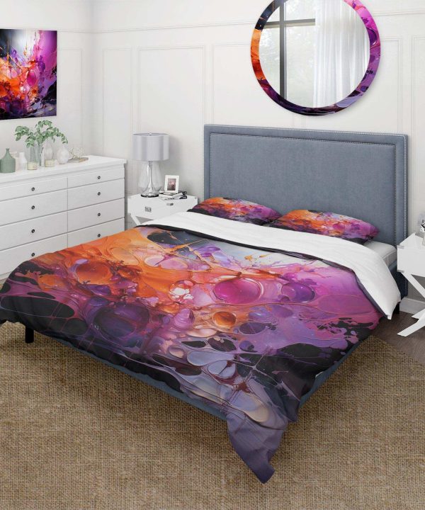 Orange Purple Abstract Fractal Collage Reflections - Duvet Cover Set Sast Online