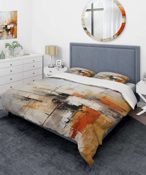 Orange Black Abstract Fractal Impressions - Duvet Cover Set Perfect Cheap Pice