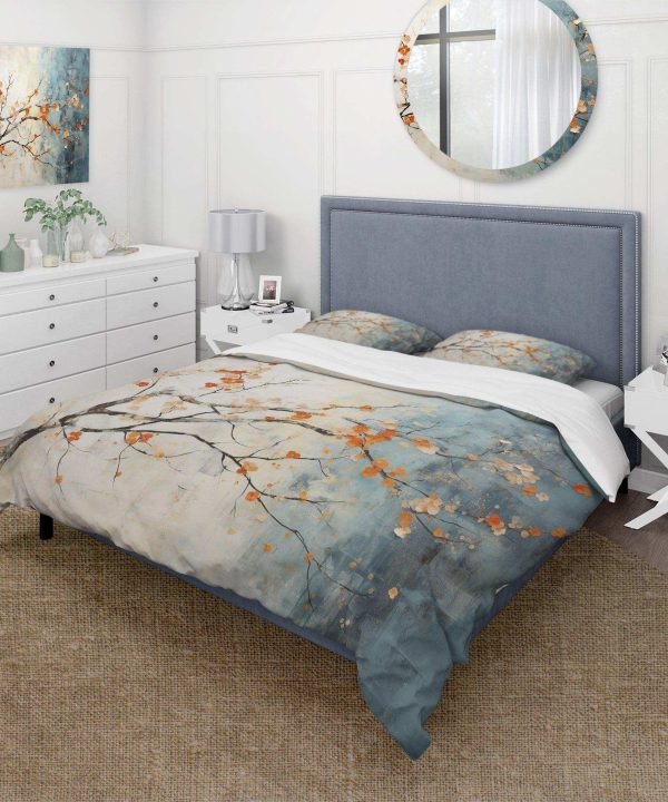 Orange Teal Maple Tree Glowing Embers V - Duvet Cover Set Best Store To Get Sale Online