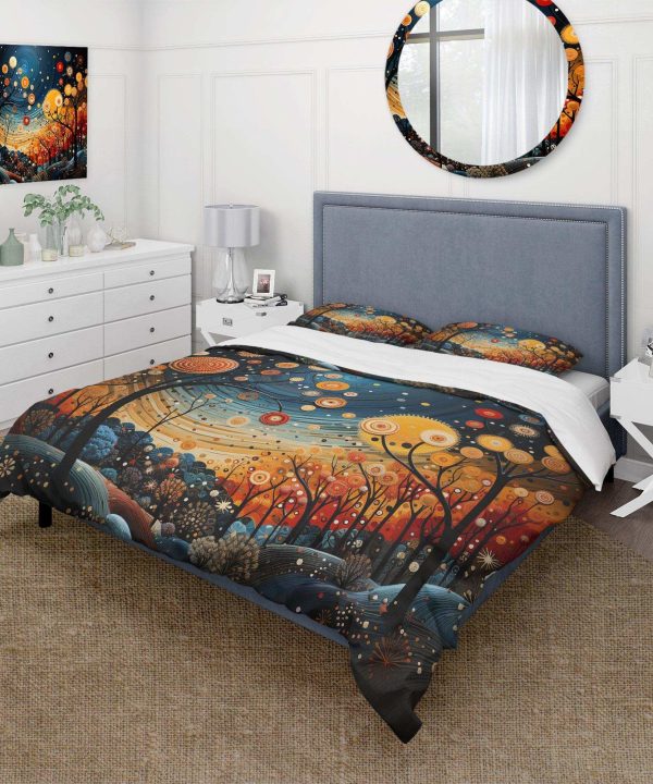 Orange Mid Century Natures Harmony I - Duvet Cover Set Visit New Sale Online