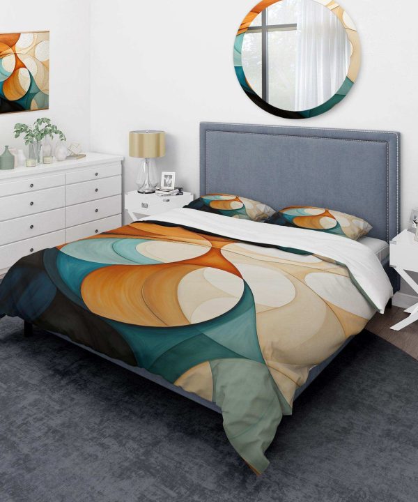 Orange Mid Century Organic Harmony I - Duvet Cover Set Outlet Pices