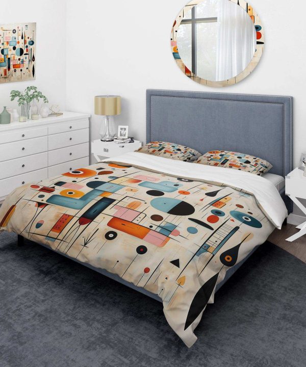 Pink Blue Mid Century Whimsical Wonders III - Duvet Cover Set Discount Authentic