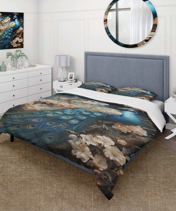 Peacock Encaustic Portrait I - Duvet Cover Set Free Shipping Pices
