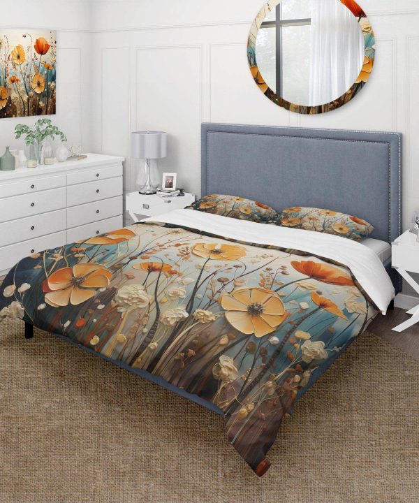 Orange Seasonal Flowers Seasonal Collage II - Duvet Cover Set Clearance Clearance