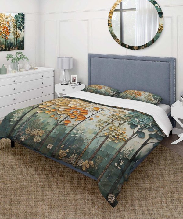 Orange Green Trees Canopy Patchwork I - Duvet Cover Set Enjoy Online