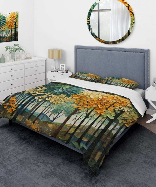 Orange Green Trees Canopy Patchwork III - Duvet Cover Set Cheap Sale Lowest Pice