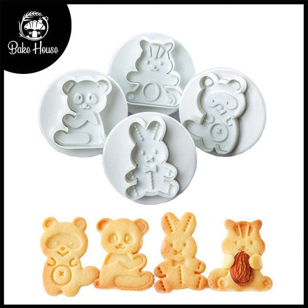 Bear Fondant & Cookie Plunger Cutter 4Pcs Set Plastic Clearance Visit New