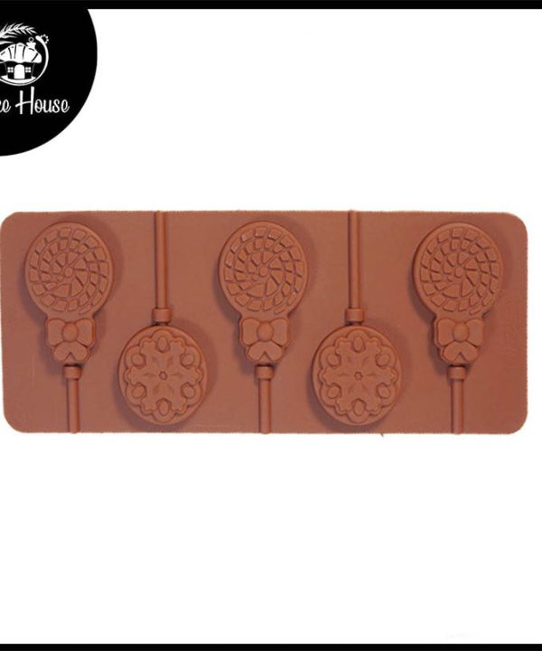 Biscuit Designs Lollipop Silicone Mold 5 Cavity Cheap Sale Low Pice