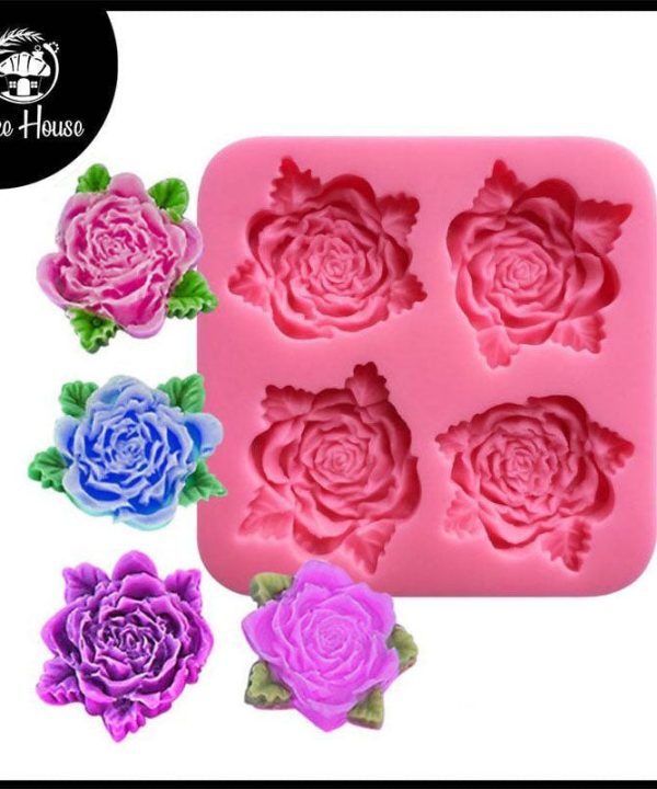 Blooming Rose Silicone Fondant & Chocolate Mold 4 Cavity Ebay Online