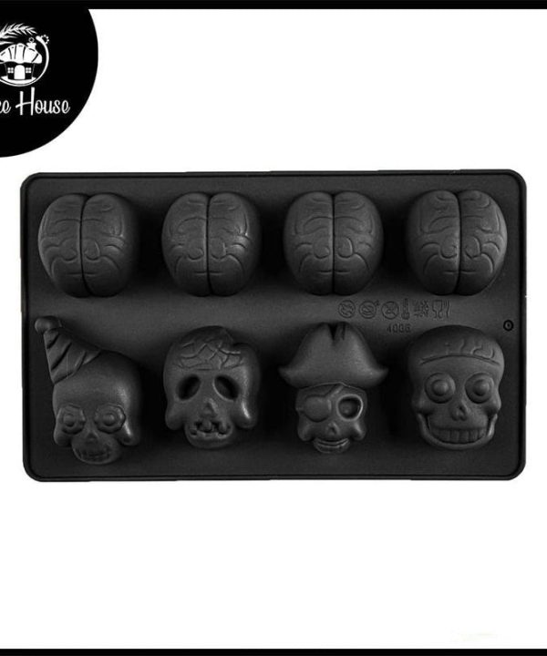 Brain And Skull Halloween Silicone Fondant & Chocolate Mold 8 Cavity Clearance Online