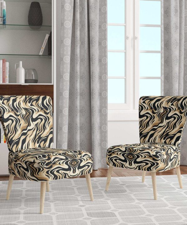 Mocha Zebra Stripes Striped Pattern- Upholstered Accent Chair Collections Cheap Pice