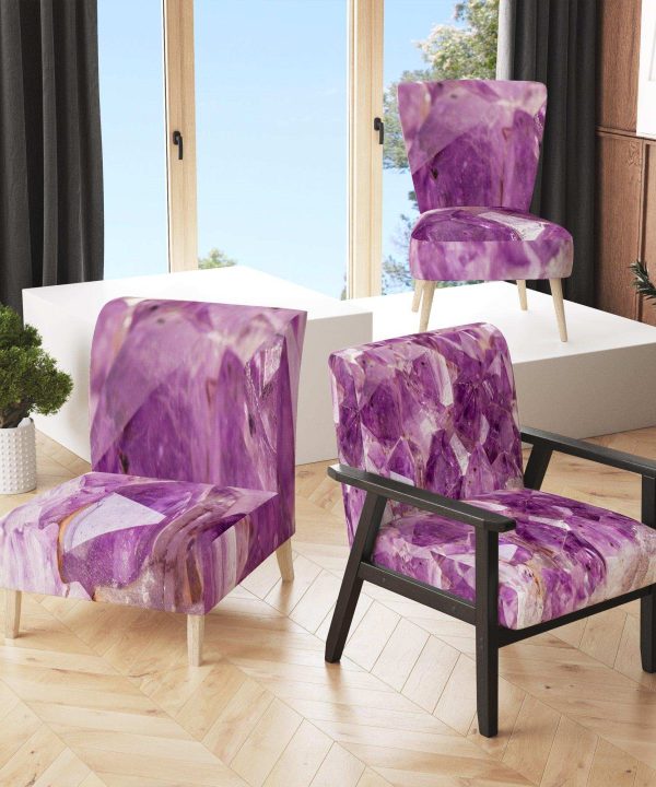 Purple Amethyst Macro Mid-Century Accent Chair Buy Cheap Fake