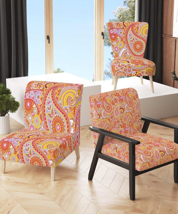 Pattern Based on Traditional Asian Elements Mid-Century Accent Chair Latest Collections Cheap Pice