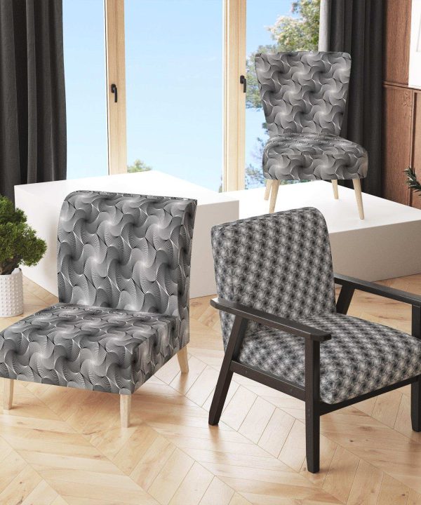 Monochrome Hexagon Geometric Pattern Modern Accent Chair Sale 100% Authentic