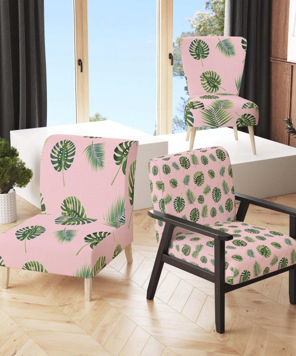 Palm Tropical leaves pattern. Mid-Century Accent Chair Outlet For Nice