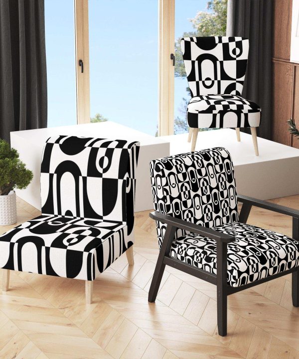 Monochrome Geometric Pattern VIII Mid-Century Accent Chair Buy Cheap Discounts