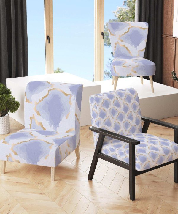 Pastel blue and gold abstract shapes pattern Mid-Century Accent Chair Finishline Cheap Online