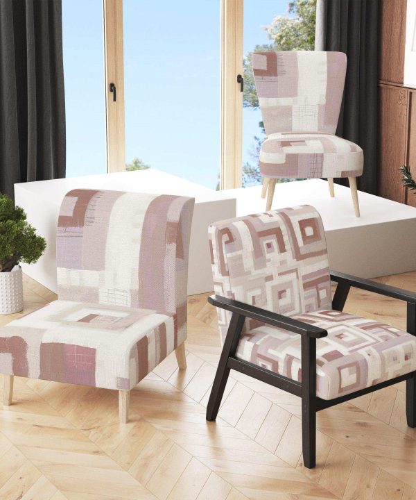 Pink Geometric Form Windows II Transitional Accent Chair Outlet Classic